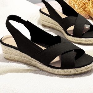 mysoft Women's Espadrille Wedge Platform Slingback Criss Cross Low Wedges